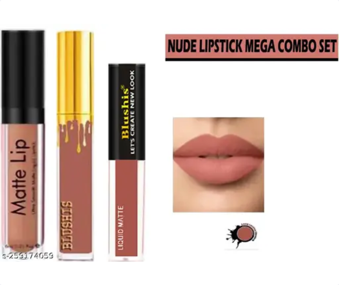 BLUSHIS Nudes Liquid Lipsticks Combo Mega set For Girls and women