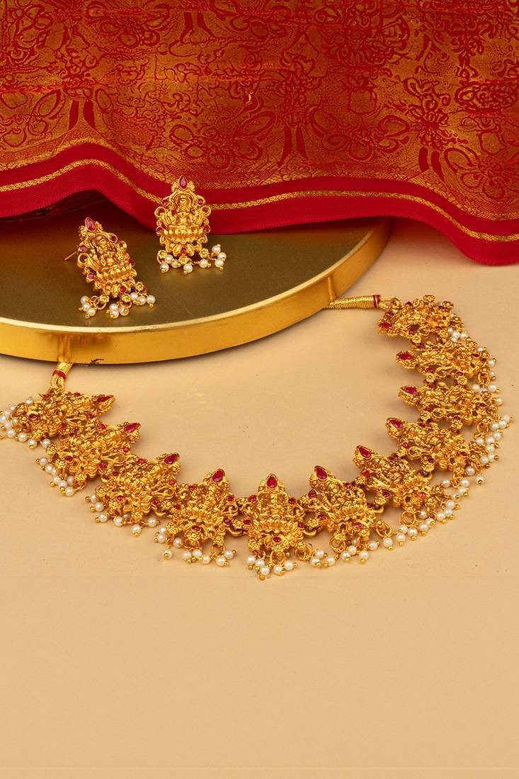 Women's micro gold plated ranihaar with earring