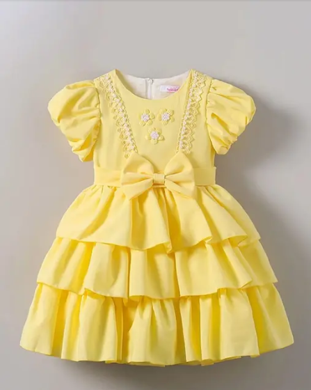 Tina Garments Kids Girls Yellow Frock
