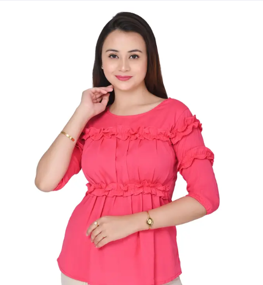 Stylish Women’s Peplum Ruffle Top – Trendy Western Wear for Casual & Party Look